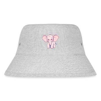 Verspielter rosa Elefant mit blauem Schwanz - Stanley/Stella recycelter Bucket Hat - Grau meliert - Vorne