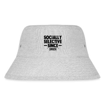 Sozial selektiv seit 2025 Sprichwörter - Stanley/Stella recycelter Bucket Hat - Grau meliert - Vorne