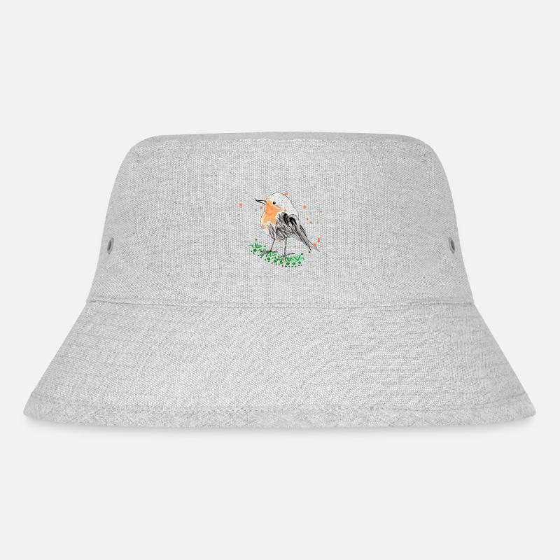 Rotkehlchen - Stanley/Stella recycelter Bucket Hat - Grau meliert