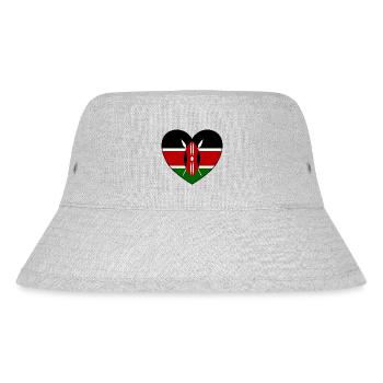 Kenya Flag Heart - Stanley/Stella Recycled Bucket Hat - heather grey - Front