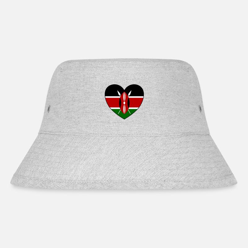 Kenia Flagge Herz - Stanley/Stella recycelter Bucket Hat - Grau meliert