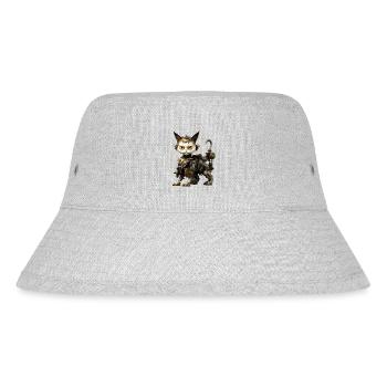 Steampunk Katze - Stanley/Stella recycelter Bucket Hat - Grau meliert - Vorne