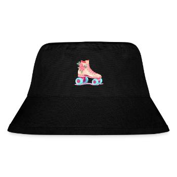 Rollschuhe Retro Blümchen pink für Skatergirls - Stanley/Stella recycelter Bucket Hat - Schwarz - Vorne