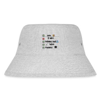 Checkliste für Prioritäten beim Angeln Lustiger Fischer - Stanley/Stella recycelter Bucket Hat - Grau meliert - Vorne