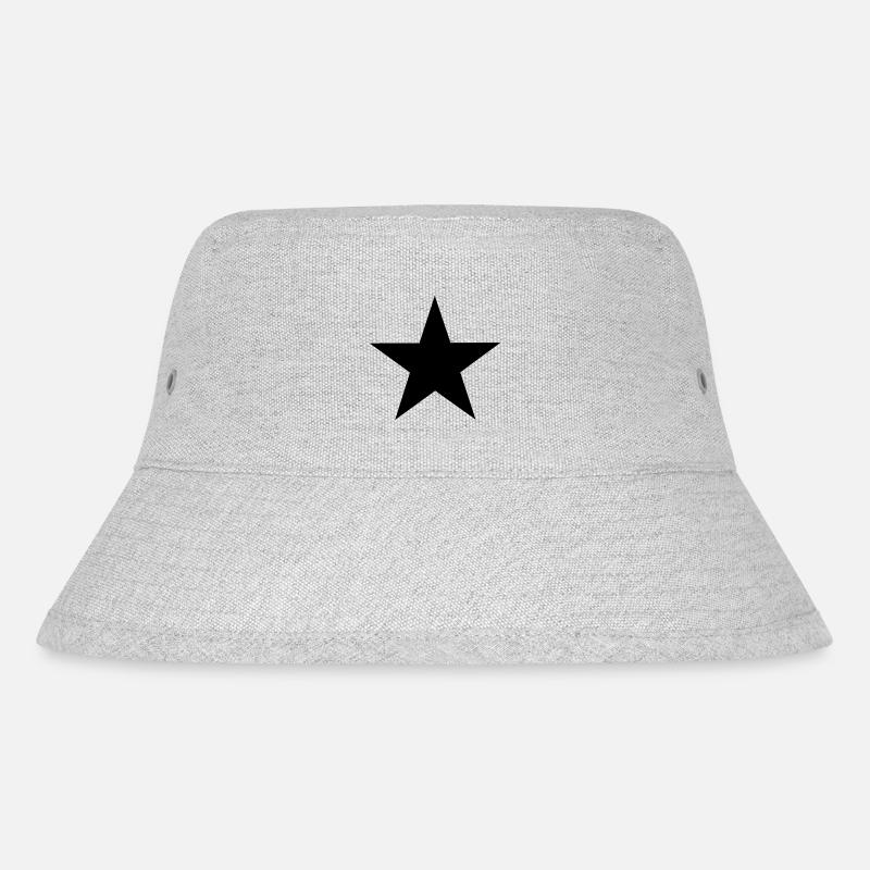 Schwarzer Stern - Black star - Stanley/Stella recycelter Bucket Hat - Grau meliert