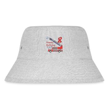 Fire engine Happy Birthday 8 - Stanley/Stella Recycled Bucket Hat - heather grey - Front