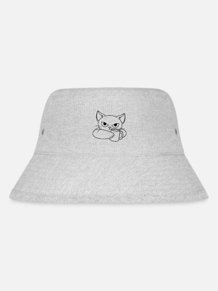 Schlecht gelaunte Katze mit Tasse - Stanley/Stella recycelter Bucket Hat - Grau meliert