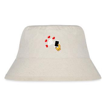 Smartphone in der Hand und Telefon mit süßen Herzen - Stanley/Stella recycelter Bucket Hat - Naturweiß - Vorne