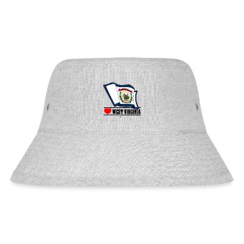 Flagge West Virginia Herz WEST VIRGINIA - Stanley/Stella recycelter Bucket Hat - Grau meliert - Vorne