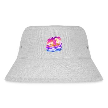 Bunter Teddyboot im Wolkenmeer - Stanley/Stella recycelter Bucket Hat - Grau meliert - Vorne