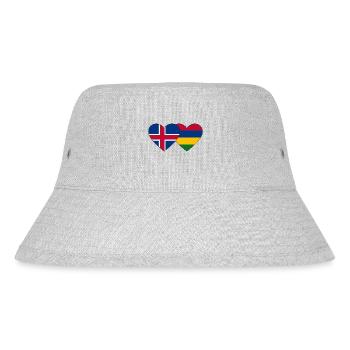 Iceland Mauritius Flag Heart - Stanley/Stella Recycled Bucket Hat - heather grey - Front