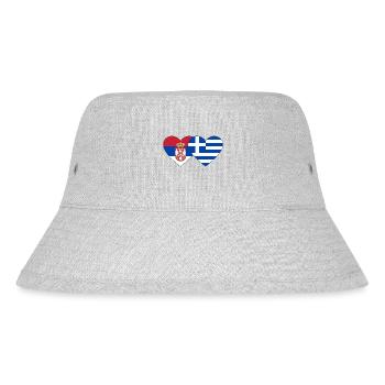 Serbia Greece Flag Heart - Stanley/Stella Recycled Bucket Hat - heather grey - Front