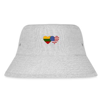 Lithuania USA Flag Heart - Stanley/Stella Recycled Bucket Hat - heather grey - Front