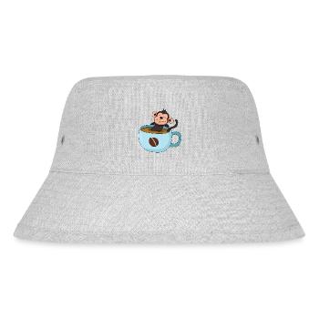 Kaffee-Äffchen - Stanley/Stella recycelter Bucket Hat - Grau meliert - Vorne