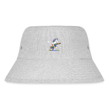 Rainbow Rock – Einhorn mit Regenbogenblitz - Stanley/Stella recycelter Bucket Hat - Grau meliert - Vorne