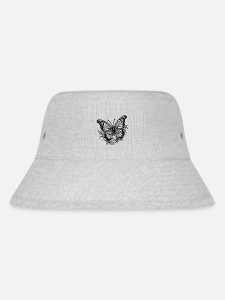Blumen Tattoo Style Schmetterling - Stanley/Stella recycelter Bucket Hat - Grau meliert