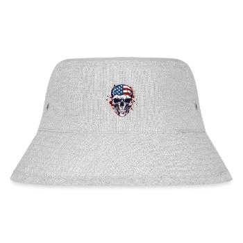 USA-Flaggen Totenkopf Kunst - Stanley/Stella recycelter Bucket Hat - Grau meliert - Vorne