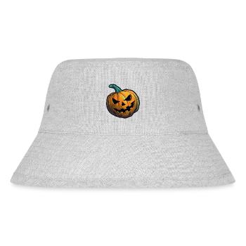Grusliger Halloween Kürbis mit schaurigem Blick - Stanley/Stella recycelter Bucket Hat - Grau meliert - Vorne