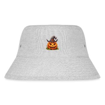 Citrouille d’Halloween souriante avec chapeau magique - Bob recyclé Stanley/Stella - gris chiné - Devant