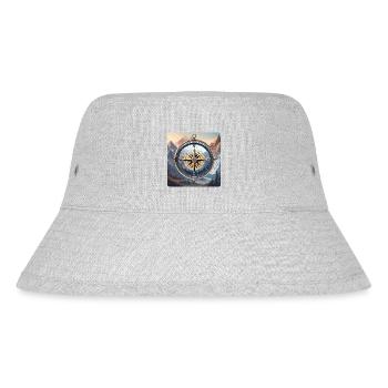 Compass / Cardinal Direction / Travel / Survival - Stanley/Stella Recycled Bucket Hat - heather grey - Front