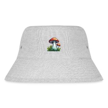 Pilz / Mushroom / Wiese / Wald / Goa / Psy - Stanley/Stella recycelter Bucket Hat - Grau meliert - Vorne