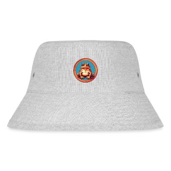 Frosch mit Mütze auf Farbklecksen - Stanley/Stella recycelter Bucket Hat - Grau meliert - Vorne