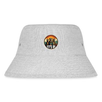 Coole Erdmännchen im Outdoor Outfit Vintage Stil - Stanley/Stella recycelter Bucket Hat - Grau meliert - Vorne