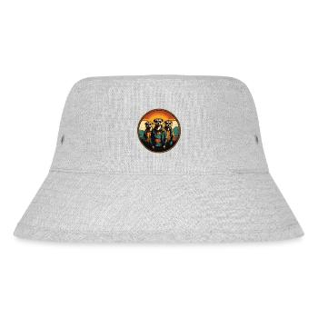 Coole Erdmännchen im Outdoor Outfit Vintage Stil - Stanley/Stella recycelter Bucket Hat - Grau meliert - Vorne
