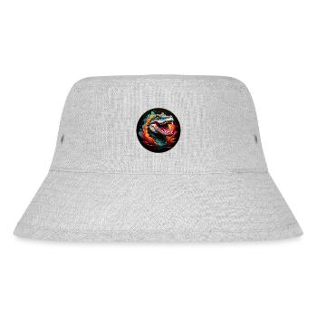 Alligator Krokodilportrait mit Farbklecksen - Stanley/Stella recycelter Bucket Hat - Grau meliert - Vorne
