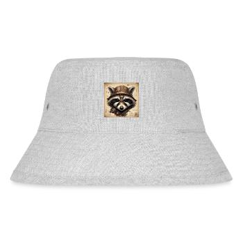 Bauplan / Sepia / Vintage / Retro / Waschbär - Stanley/Stella recycelter Bucket Hat - Grau meliert - Vorne