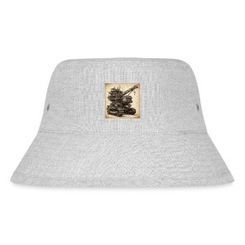 Bauplan / Sepia / Vintage / Retro / Bagger - Stanley/Stella recycelter Bucket Hat - Grau meliert - Vorne