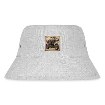 Bauplan / Sepia / Vintage / Retro / Motorrad - Stanley/Stella recycelter Bucket Hat - Grau meliert - Vorne