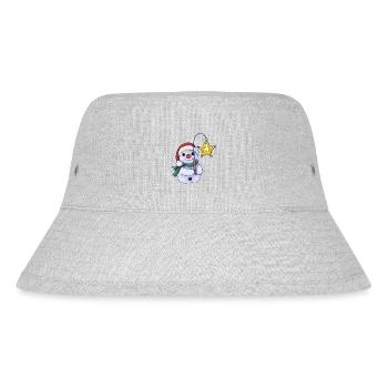 Schneemann mit Stern - Stanley/Stella recycelter Bucket Hat - Grau meliert - Vorne