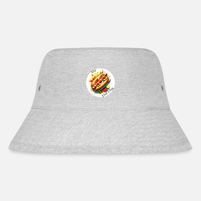 Farbexplosion Hotdog Kunst - Stanley/Stella recycelter Bucket Hat - Grau meliert