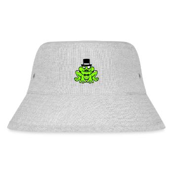 Mr Frosch Sir Herr reich Monokel Brille Zylinder - Stanley/Stella recycelter Bucket Hat - Grau meliert - Vorne