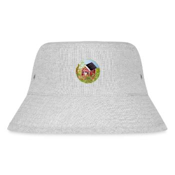 Kleines rotes Haus mit idyllischen Garten - Stanley/Stella recycelter Bucket Hat - Grau meliert - Vorne