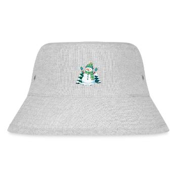 Fröhlicher Schneemann im Winterwald - Stanley/Stella recycelter Bucket Hat - Grau meliert - Vorne