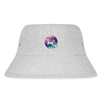 Nachtfarbener Regenbogen-Einhorn - Stanley/Stella recycelter Bucket Hat - Grau meliert - Vorne