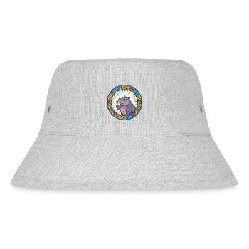 Fröhlicher Hippo Flusspferd mit Blume Kinder Motiv - Stanley/Stella recycelter Bucket Hat - Grau meliert - Vorne