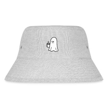 Geist Kaffee Halloween Süßes oder Saures - Stanley/Stella recycelter Bucket Hat - Grau meliert - Vorne