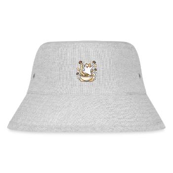 Glückliche Ramen-Katze - Stanley/Stella recycelter Bucket Hat - Grau meliert - Vorne