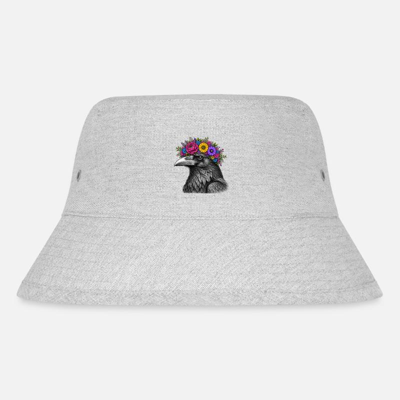 Tête de corbeau avec couronne de fleurs - Bob recyclé Stanley/Stella - gris chiné