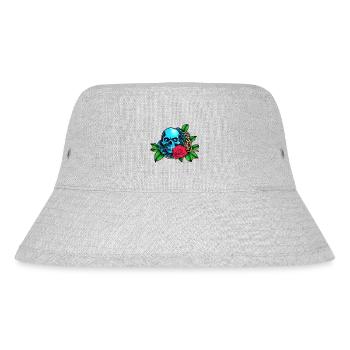 Skulls 'n' Roses - Blue Skull - Stanley/Stella recycelter Bucket Hat - Grau meliert - Vorne