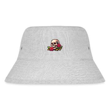 8Bit Skull - Red eyes - Stanley/Stella recycelter Bucket Hat - Grau meliert - Vorne