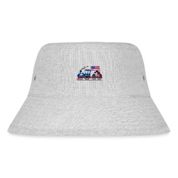 USA Flagge Fußball Eisenbahn - Stanley/Stella recycelter Bucket Hat - Grau meliert - Vorne
