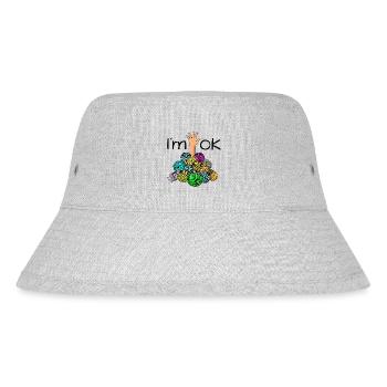 Im Ok Funny Crochet And Knitting Yarn Mess - Stanley/Stella recycelter Bucket Hat - Grau meliert - Vorne