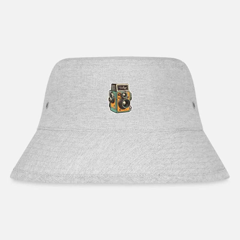 Retro-Kamera - Stanley/Stella recycelter Bucket Hat - Grau meliert
