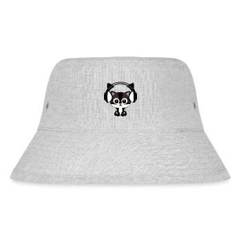 Melodische Samtpfote: Katze mit Headset - Stanley/Stella recycelter Bucket Hat - Grau meliert - Vorne