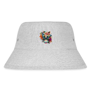 Totenkopf Blumen Bunt - Stanley/Stella recycelter Bucket Hat - Grau meliert - Vorne