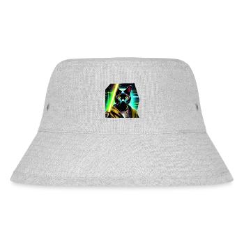 Katze mit Lichtschwert - Stanley/Stella recycelter Bucket Hat - Grau meliert - Vorne